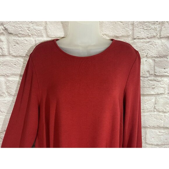 J Jill Wearever Collection Red Ribbed Tunic Top Large Stretchy Soft Shirt‎ 9615 - Picture 3 of 8